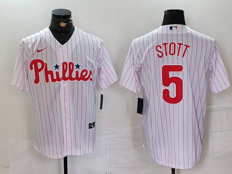 Men Philadelphia Phillies #5 Stott White stripe Nike Game 2024 MLB Jersey style 1->philadelphia phillies->MLB Jersey